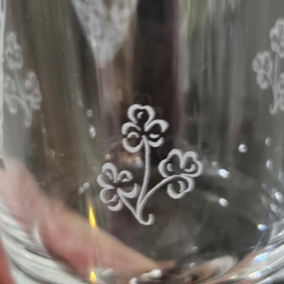 Eamon Irish Coffee Glass Set Pair Stemmed Etched Harp Shamrock Hand Etched - Picture 2 of 8